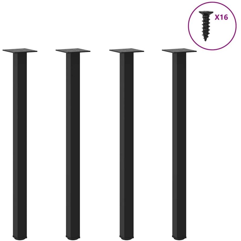Vidaxl – Pieds de table console 4 pièces noir 72-74 cm en acier – Niveleurs réglables pour sols irréguliers – Design moderne et géométrique