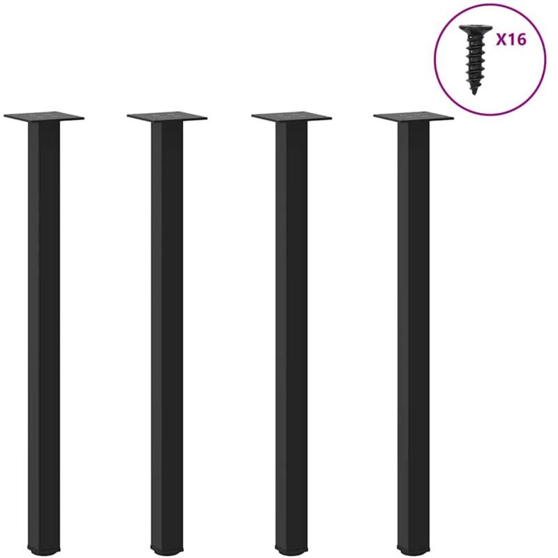 Torana - Pieds de table console 4 pièces Noir 72-74 cm Acier