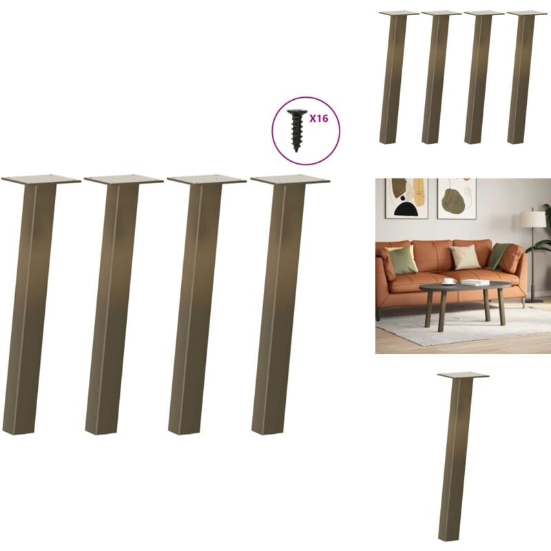 Pieds de table basse acier naturel 4 pcs 42 cm acier - Pied De Table Basse - Pieds De Table Basse - Pied De Table - Pied De Table Pour Meuble