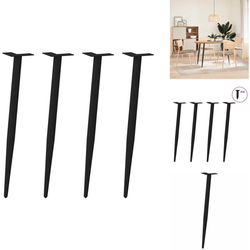 Pieds de table basse forme conique 4 pcs noir 72-73 cm acier - Pied De Table Basse - Pieds De Table Basse - Pied De Table - Pied De Table De Meuble