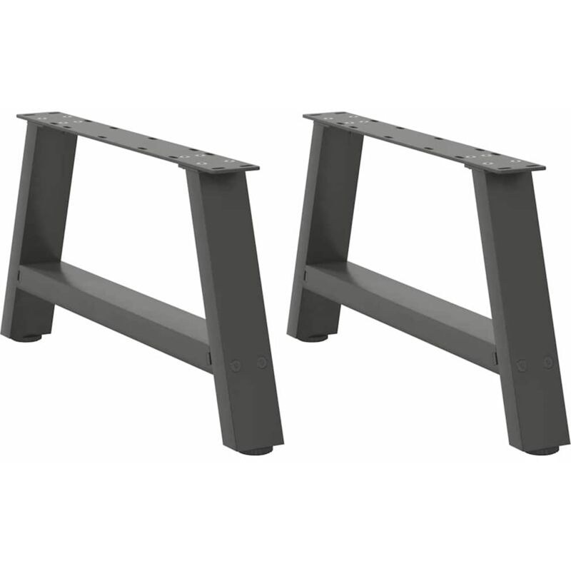 Pieds de table basse en forme de A, 2 pièces, anthracite, 60 x (30-31) cm, acier vidaXL