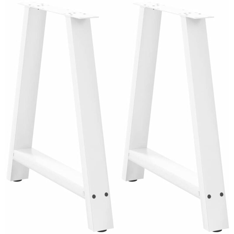 Pieds de table à manger en forme de a 2 pièces Blanc 70 x (72-73) cm Acier Vidaxl