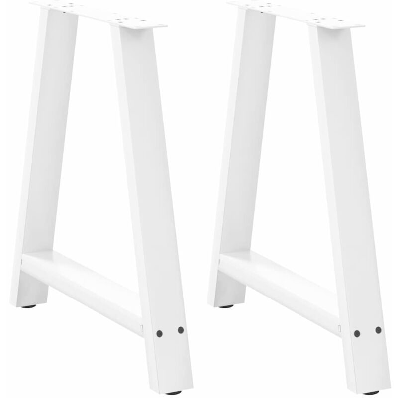 Pieds de table à manger en forme de a 2 pièces Blanc 80 x (72-73) cm Acier Vidaxl