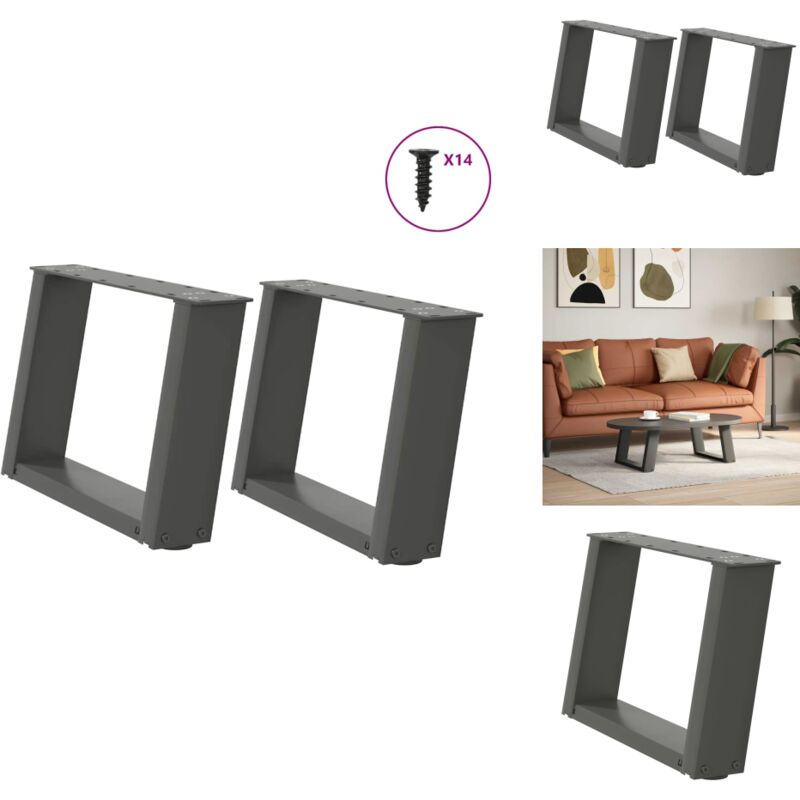 Pieds de table basse forme de u 2 pcs anthracite 40x(30-31) cm - Pied De Table Basse - Pieds De Table Basse - Pied De Table - Pied De Table Pour