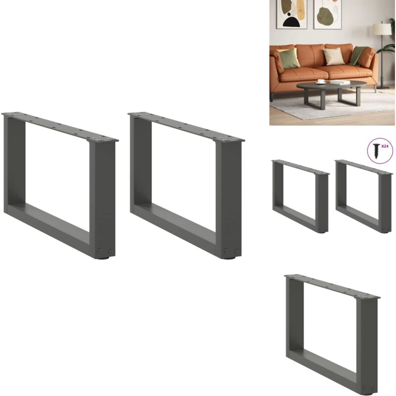 Pieds de table basse forme de U 2 pcs anthracite 60x(30-31) cm - Pied De Table Basse - Pieds De Table Basse - Pied De Table - Pied De Table Pour