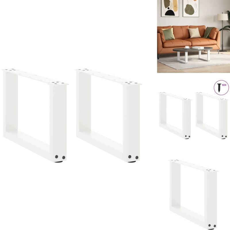 Pieds de table basse forme de u 2 pcs blanc 50x(30-31) cm acier - Pied De Table Basse - Pieds De Table Basse - Pied De Table - Pied De Table Pour