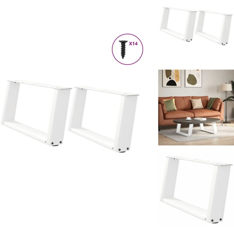 Pieds de table basse forme de u 2 pcs blanc 70x(30-31) cm acier - Pied De Table Basse - Pieds De Table Basse - Pied De Table - Pied De Table Pour