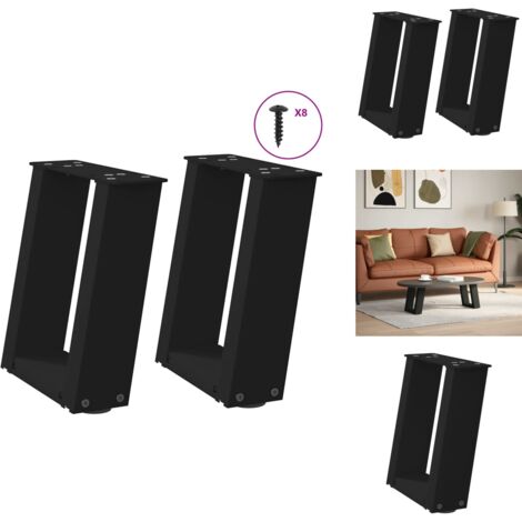 Pieds de table basse forme de U 2 pcs noir 30x(30-31) cm acier - Pied De Table Basse - Pieds De Table Basse - Pied De Table - Pied De Table Pour Meuble