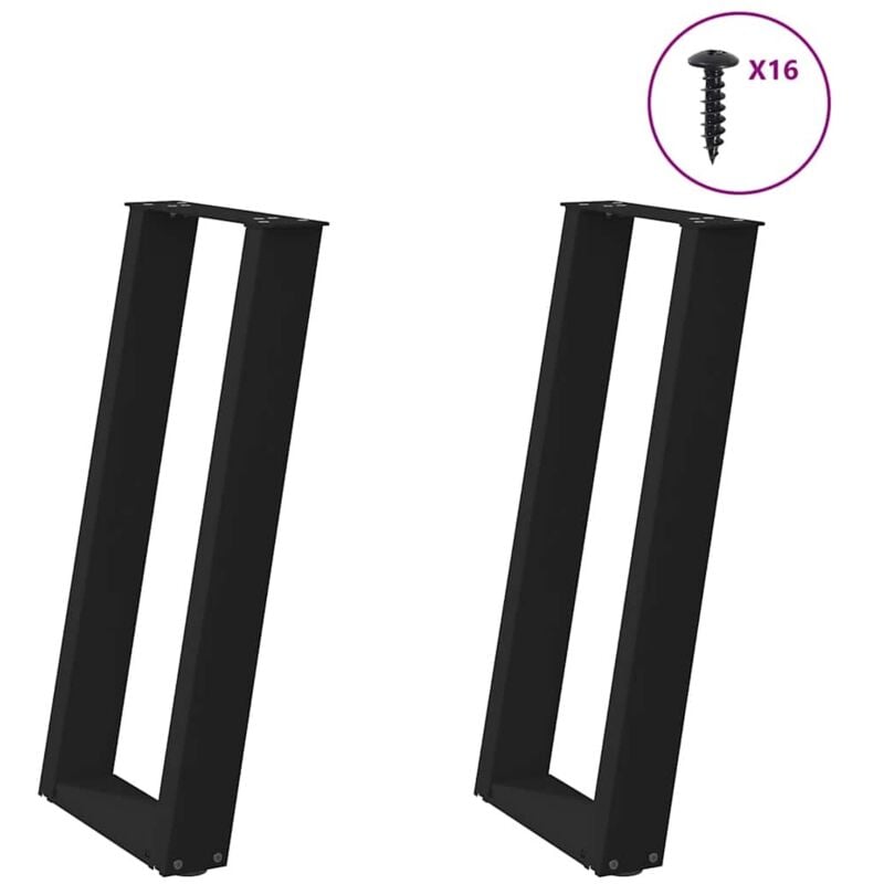 Pieds de table console forme de u 2 pcs noir 38x(72-73)cm acier - Vidaxl