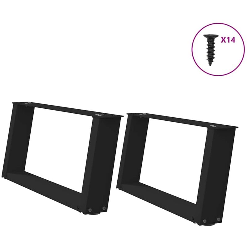 Pieds de table basse forme de u 2 pcs noir 60x(30-31) cm acier - Vidaxl