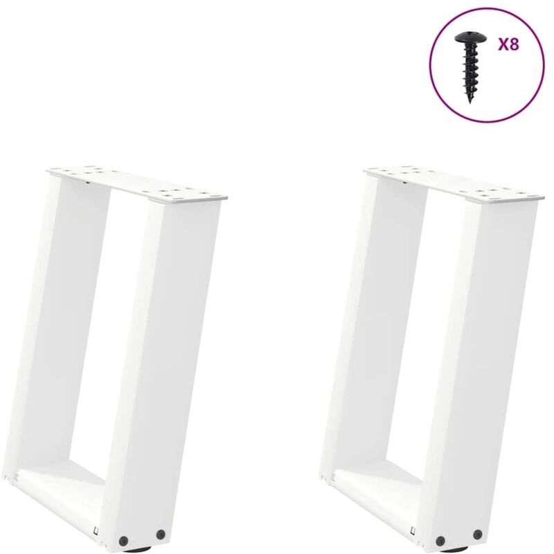 Pieds de table basse en u 2 pièces Blanc 28 x (42-43) cm Acier Vidaxl