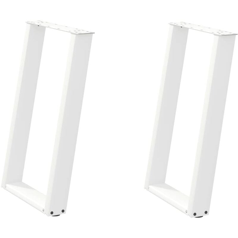 Pieds de table à manger en u, 2 pièces, blanc, 50 x (72-73) cm, acier Vidaxl