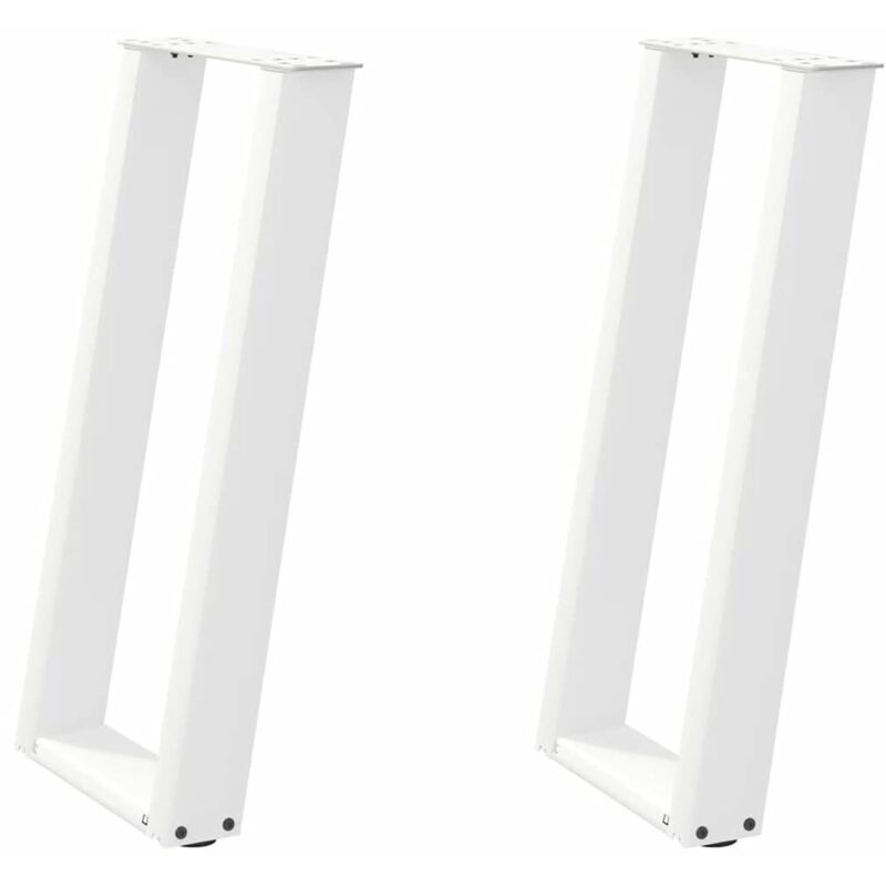 Pieds de table console en u, 2 pièces, blanc, 28 x (72-73) cm, acier Vidaxl