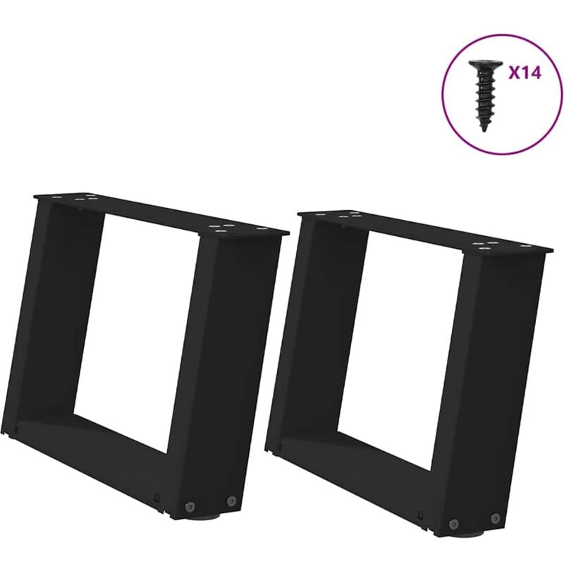 Pieds de table basse forme de u 2 pcs noir 40x(30-31) cm acier Vidaxl