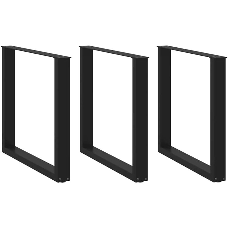 Pieds de table basse forme de u 3 pcs noir 90x(72-73) cm acier - Vidaxl