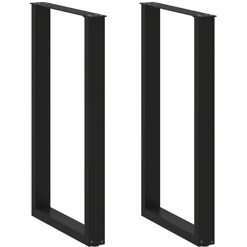 Pieds de table de bar en u, 2 pièces, noir, 60 x (100-101) cm, acier Vidaxl