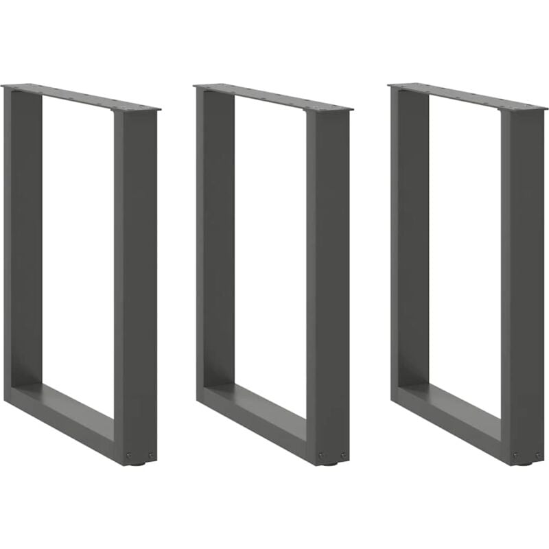 Pieds de table à manger en u 3 pièces Anthracite 70 x (72-73) cm Acier Vidaxl