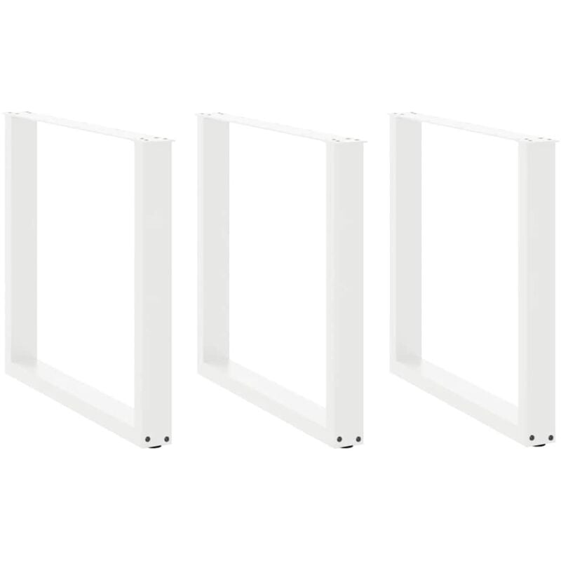 Pieds de table à manger en U 3 pièces Blanc 90 x (72-73) cm Acier vidaXL