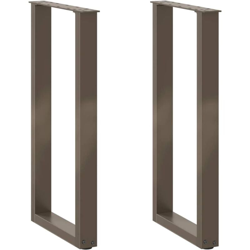 Pieds de table console en u, 2 pièces, acier naturel, 38 x (72-73) cm Vidaxl