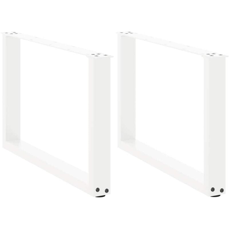 Pieds de table basse en U 2 pièces Blanc 60 x (42-43) cm Acier vidaXL