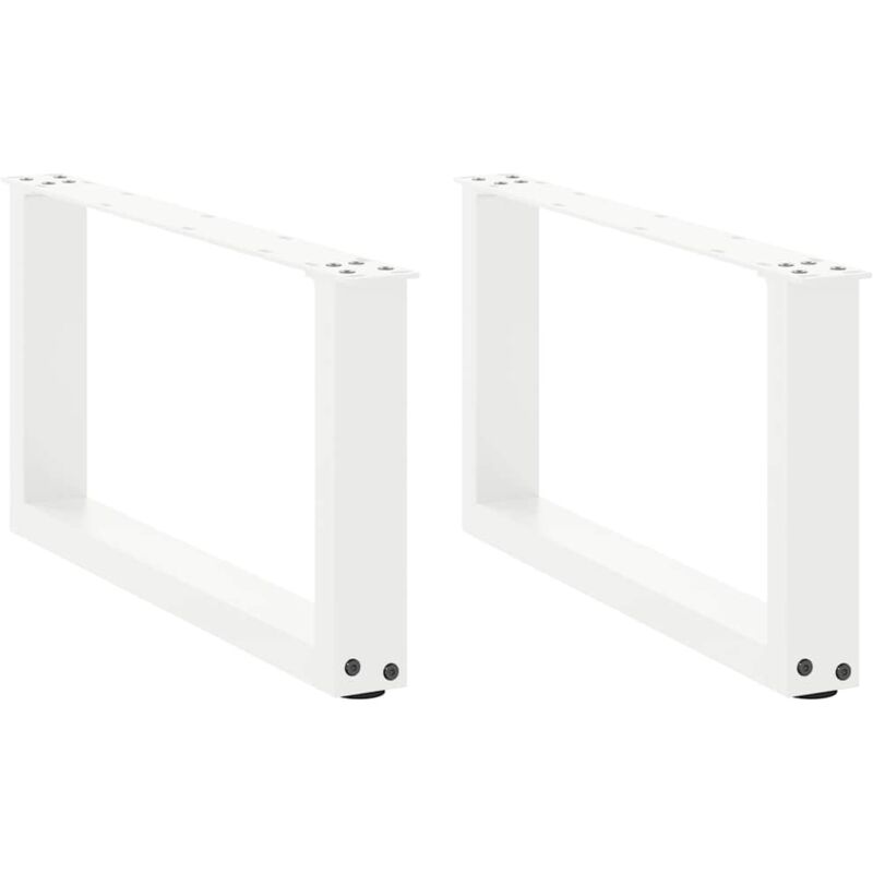 Pieds de table basse en u 2 pièces Blanc 60 x (30-31) cm Acier Vidaxl