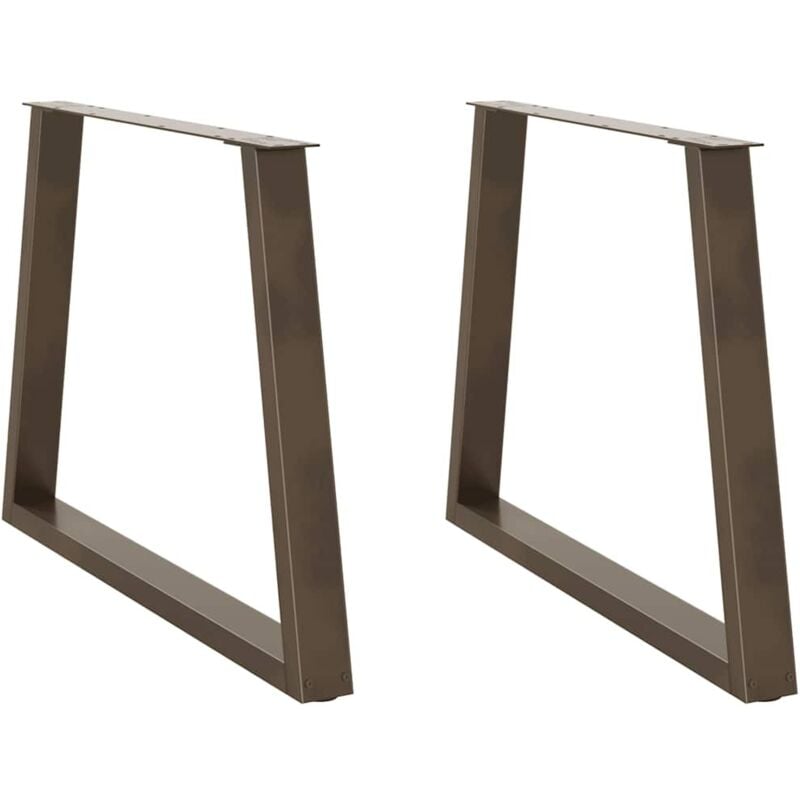 Pieds de table à manger en forme de v, 2 pièces, acier naturel, 100 x (72-73,3) cm Vidaxl