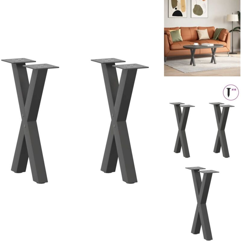 Pieds de table basse forme de x 2 pcs anthracite 28x(42-43) cm - Pied De Table Basse - Pieds De Table Basse - Pied De Table - Pied De Table Pour