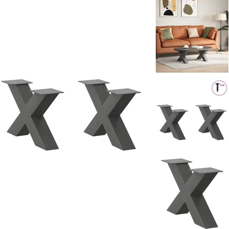 Pieds de table basse forme de x 2 pcs anthracite 60x(30-31) cm - Pied De Table Basse - Pieds De Table Basse - Pied De Table - Pied De Table Pour