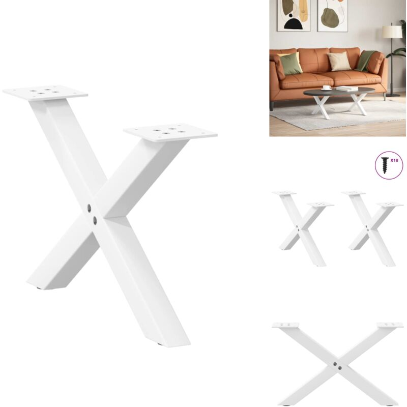Pieds de table basse forme de x 2 pcs blanc 50x(30-31) cm acier - Pied De Table Basse - Pieds De Table Basse - Pied De Table - Pied De Table Pour