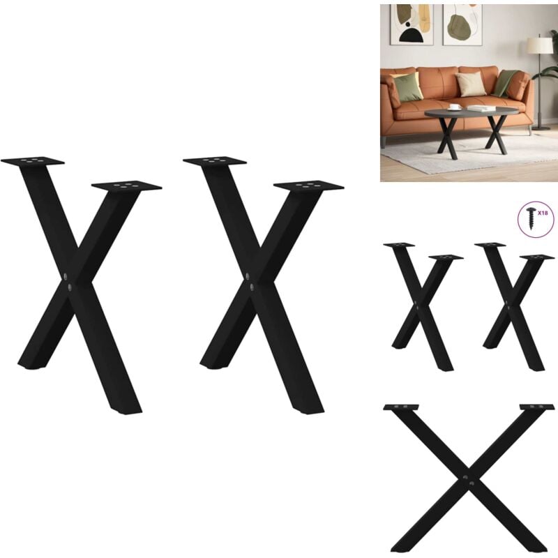 Pieds de table basse forme de x 2 pcs noir 60x(42-43) cm acier - Pied De Table Basse - Pieds De Table Basse - Pied De Table - Pied De Table Pour