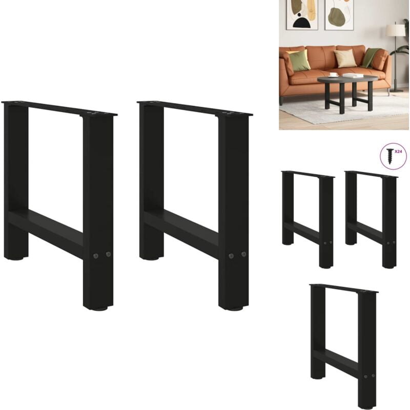 Pieds de table basse noir 2 pcs 60x(42-43) cm acier - Pied De Table Basse - Pieds De Table Basse - Pied De Table - Pied De Table Pour Meuble