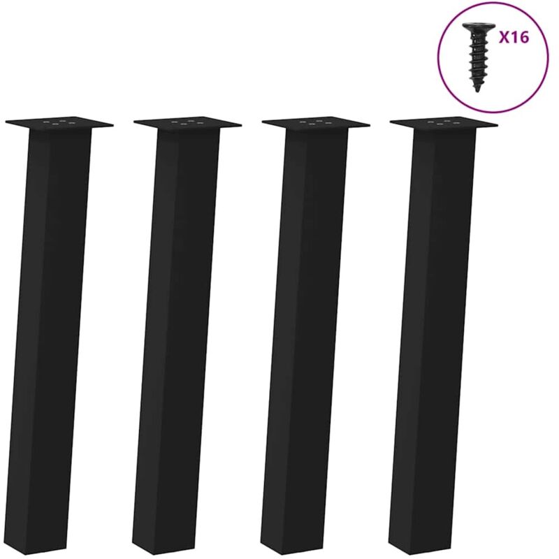 Pieds de table console 4 pièces-Pieds de table d'entrée Noir 72 cm Acier 454488