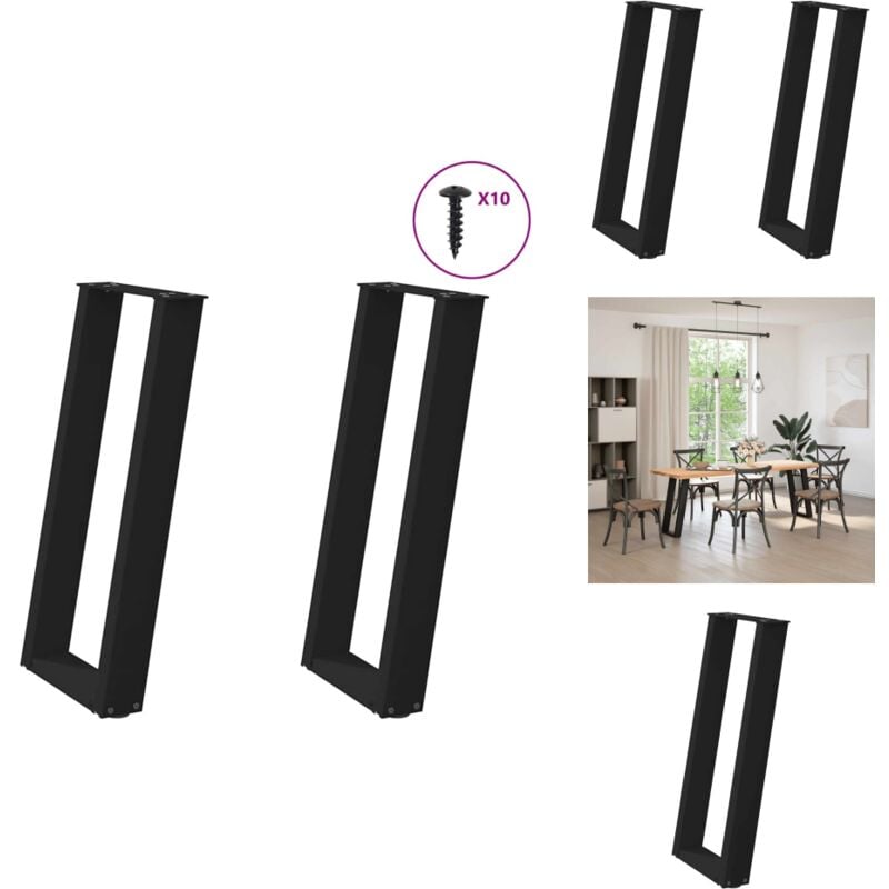 Pieds de table console forme de u 2 pcs noir 28x(72-73)cm acier - Pied De Console - Pieds De Console - Pied De Table - Pied De Table De Meuble