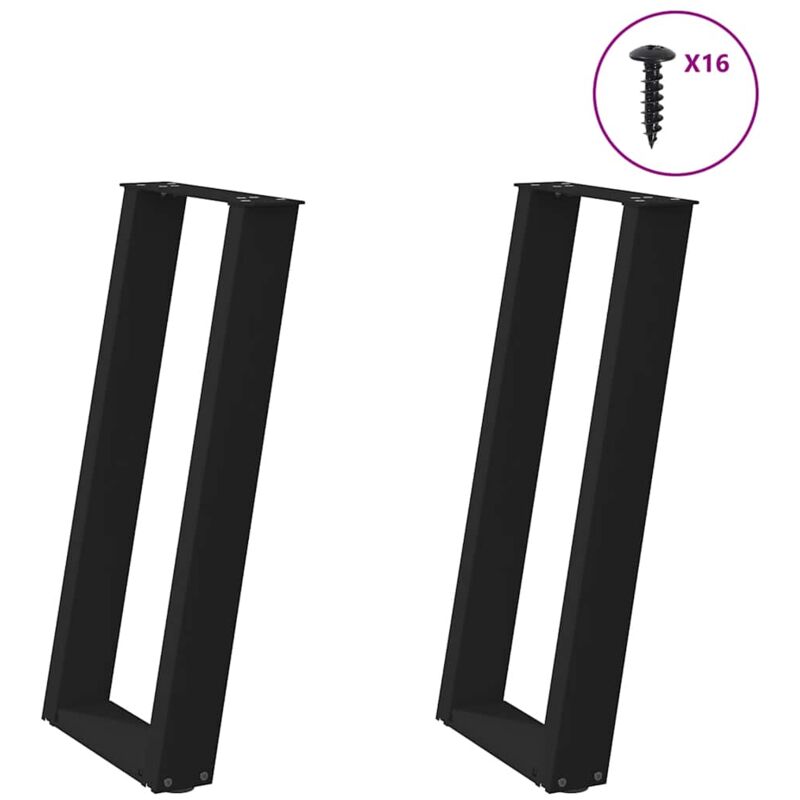 Torana - Pieds de table console en u, 2 pièces, noir, 38 x (72-73) cm, acier