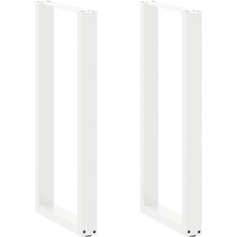 Pieds de table de bar en U, 2 pièces, blanc, 50 x (100-101) cm, acier