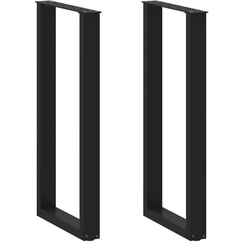 Pieds de table de bar en U 2 pièces Noir 40 x (100-101) cm Acier
