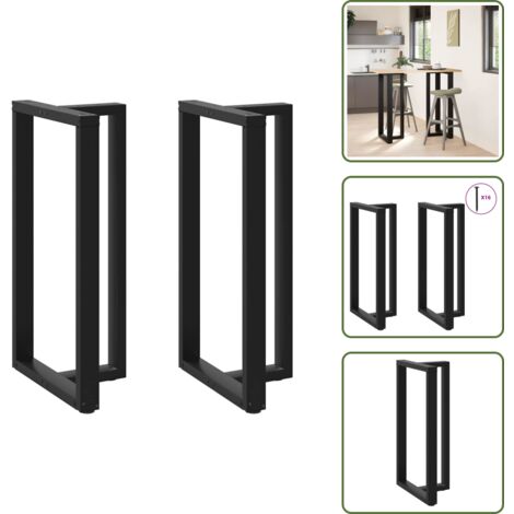 Pieds de table de bar forme de T 2 pcs noir 60x35x(110-111) cm - Pied De Table De Bar - Pieds De Table De Bar - Pied De Bar - Pied De Plan De Travail