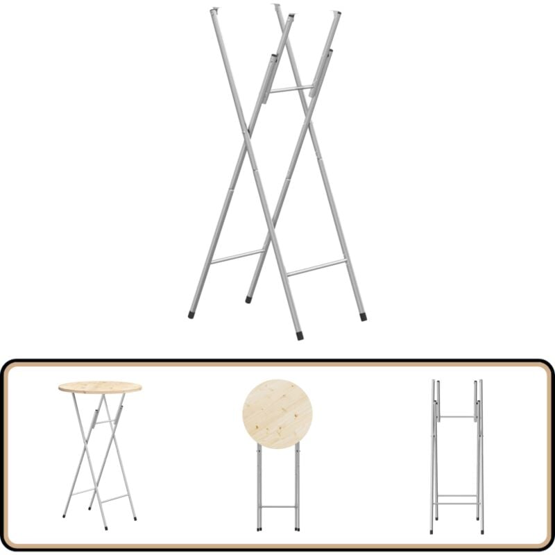 Vidaxl - Pieds de table de bar pliables Argenté 45x53x108 cm - Pieds De Table - Pieds De Bar - Pieds Métalliques - Pieds Pliables - Acier Galvanisé