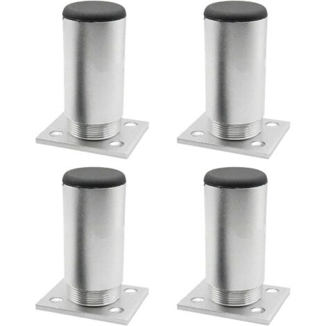 Pieds de table en alliage d'aluminium, pieds de meubles réglables en métal pour plan de travail, petit déjeuner, bar, bureau, armoire d'angle (argent, 4 pièces, taille : 10 cm)