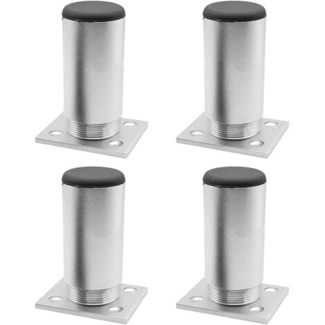 Pieds de table en alliage d'aluminium, pieds de meubles réglables en métal pour plan de travail, petit déjeuner, bar, bureau, armoire d'angle (argent, 4 pièces, taille : 18 cm)