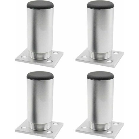Pieds de table en alliage d'aluminium, pieds de meubles réglables en métal pour plan de travail, petit déjeuner, bar, bureau, armoire d'angle (argent, 4pièces, taille : 12 cm)