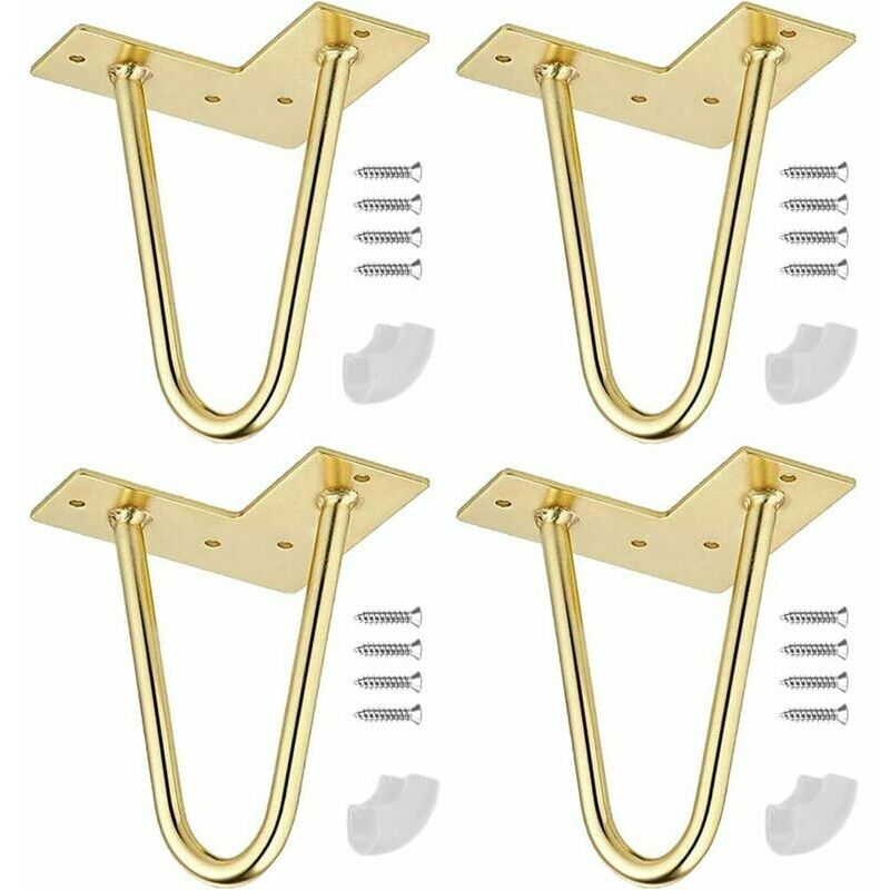 Pieds de Table en Epingle à Cheveux, 4 Pouces Pieds de Table en Métal Bricolage, (d'or)