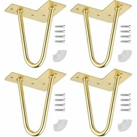 Pieds de Table en Epingle à Cheveux, 4 Pouces Pieds de Table en Métal Bricolage, (d'or)