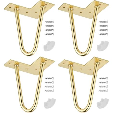 Pieds de Table en Epingle à Cheveux, 4 Pouces Pieds de Table en Métal Bricolage,  (d'or)-Ensoleillé
