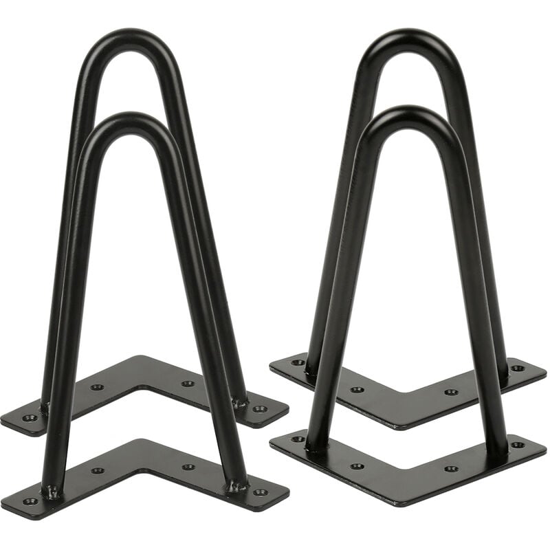 Jeobest - Pieds de table en épingles à cheveux – set de pieds de table en épingles à cheveux (4 piéces) - 20 cm - noir - 2 branches