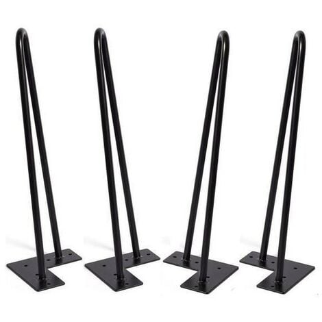 Pieds de table en épingles à cheveux – set de pieds de table en épingles à cheveux (4 piéces) - 30 cm - noir - 2 branches
