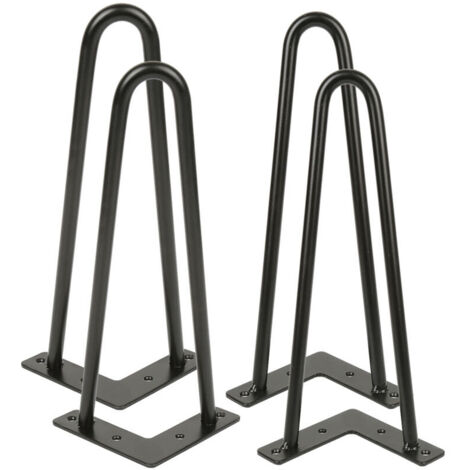 Pieds de table en épingles à cheveux-set de pieds de table en épingles à cheveux (4 piéces)-30 cm-noir-2 branches