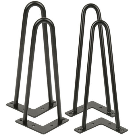 Pieds de table en épingles à cheveux-set de pieds de table en épingles à cheveux (4 piéces)-30 cm-noir-2 branches
