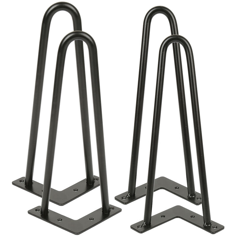 Yongqing - Pieds de table en épingles à cheveux-set de pieds de table en épingles à cheveux (4 piéces)-30 cm-noir-2 branches