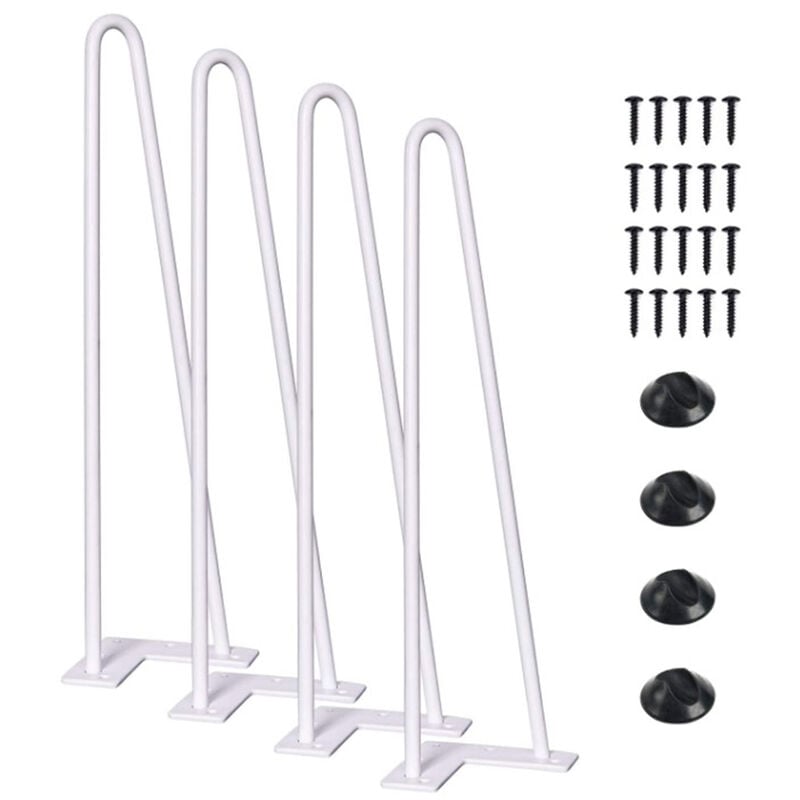 Yongqing - Pieds de table en épingles à cheveux-set de pieds de table en épingles à cheveux (4 piéces)-41 cm-blanc-2 branches